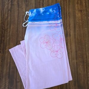 Floral Pink and Blue Bathing Suit Cover Up Bottoms